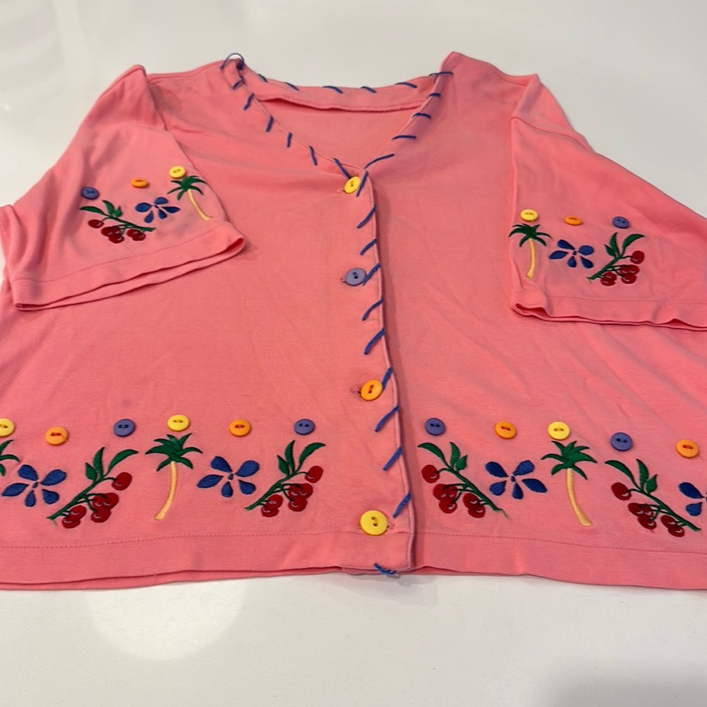 Crop embroidery tropical top